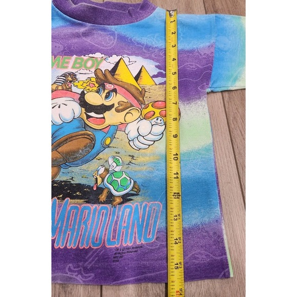 Vintage 1991 Super Mario Land TShirt‎ Kids Approx Size S 5/6 Gameboy 90s Tie Dye - Picture 6 of 9
